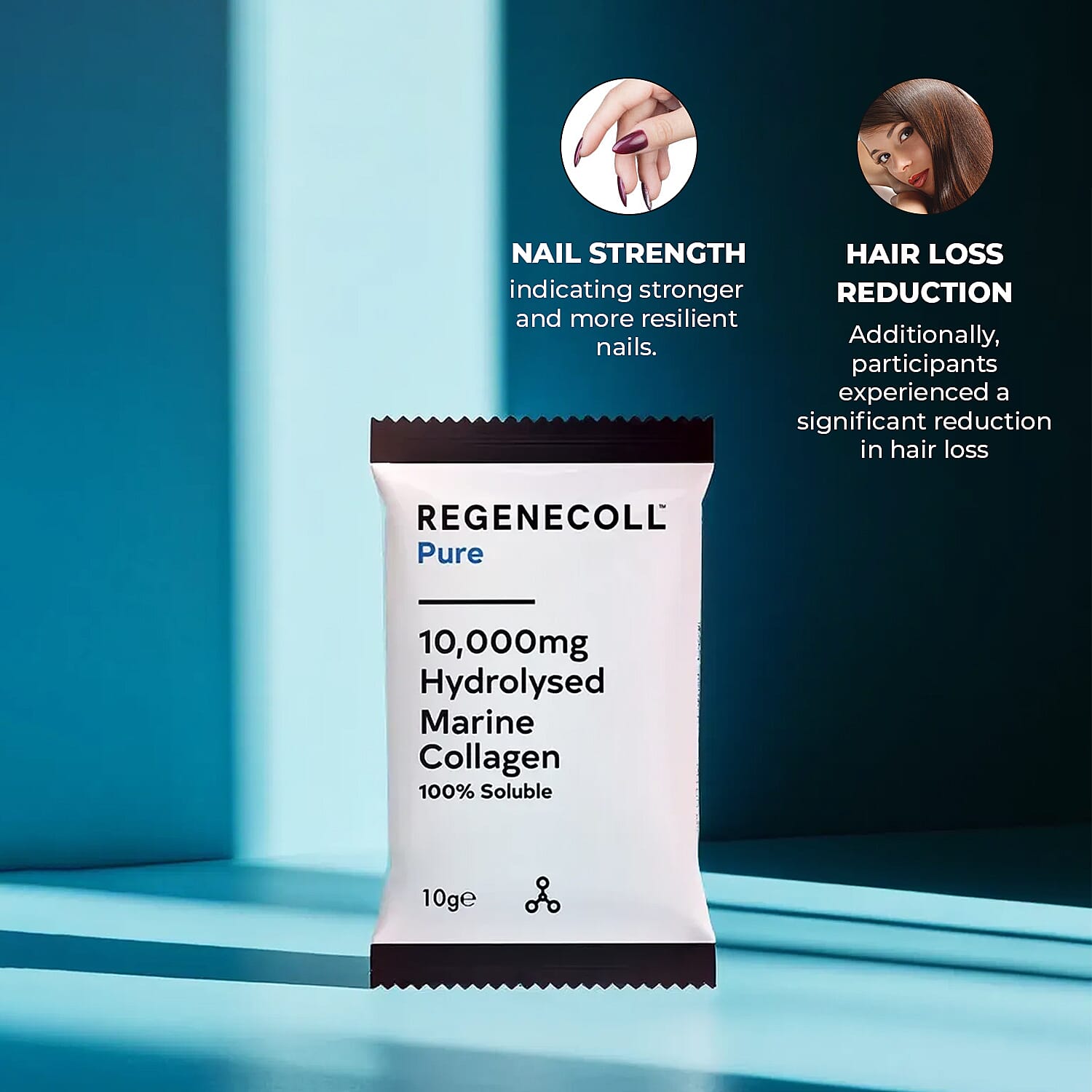 Regenecoll Pure 10,000mg Hydrolysed Marine Collagen (12 Week Plan)- Free Wake Up & Glow and Calm Collagen Sachets