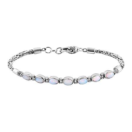 Royal Bali Collection Mega Closeout - Ethiopian Opal Borobudur Bracelet (Size - 7.5) Sterling Silver