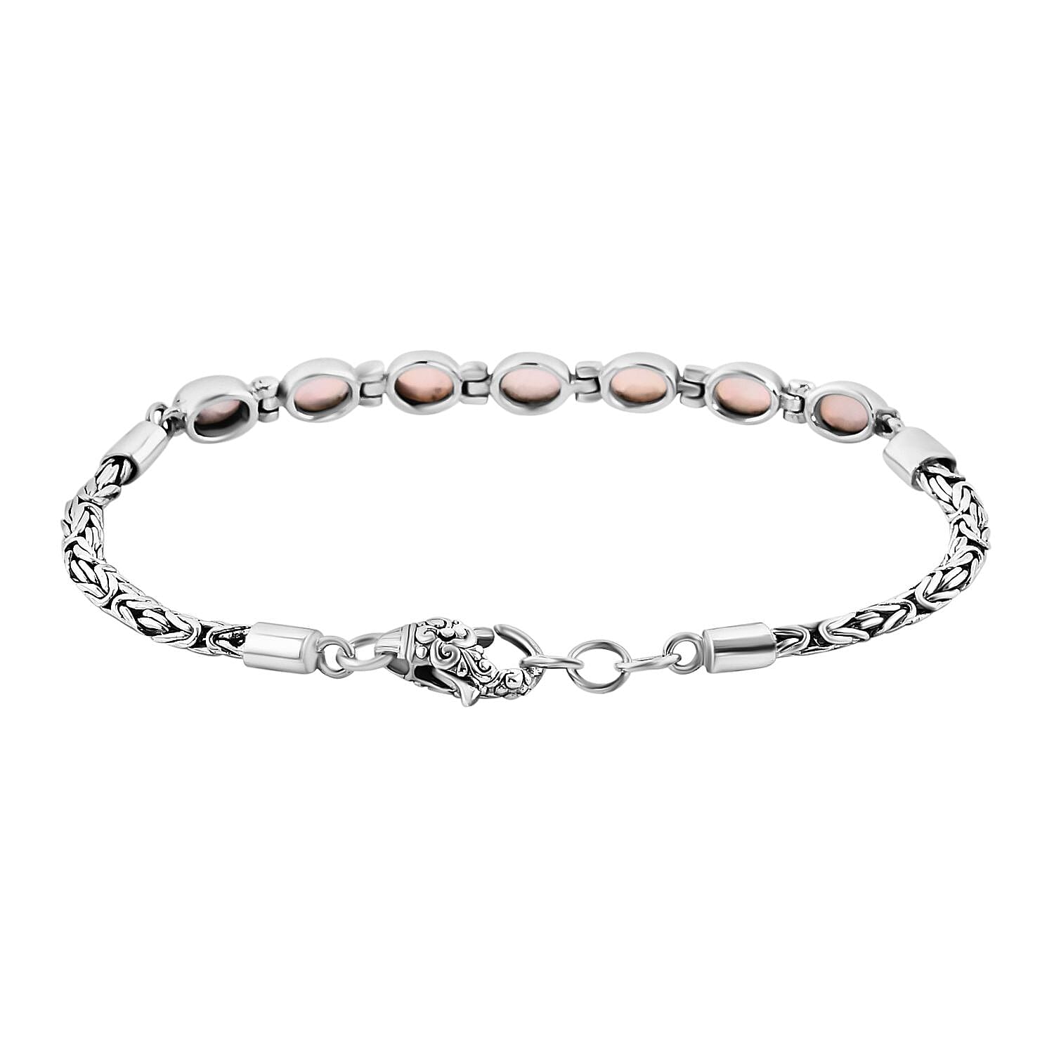 Royal Bali Collection Mega Closeout - Ethiopian Opal Borobudur Bracelet (Size 7.5) with Lobster Clasp in Sterling Silver 2.40 Ct, Silver Wt. 10.50 Gms.