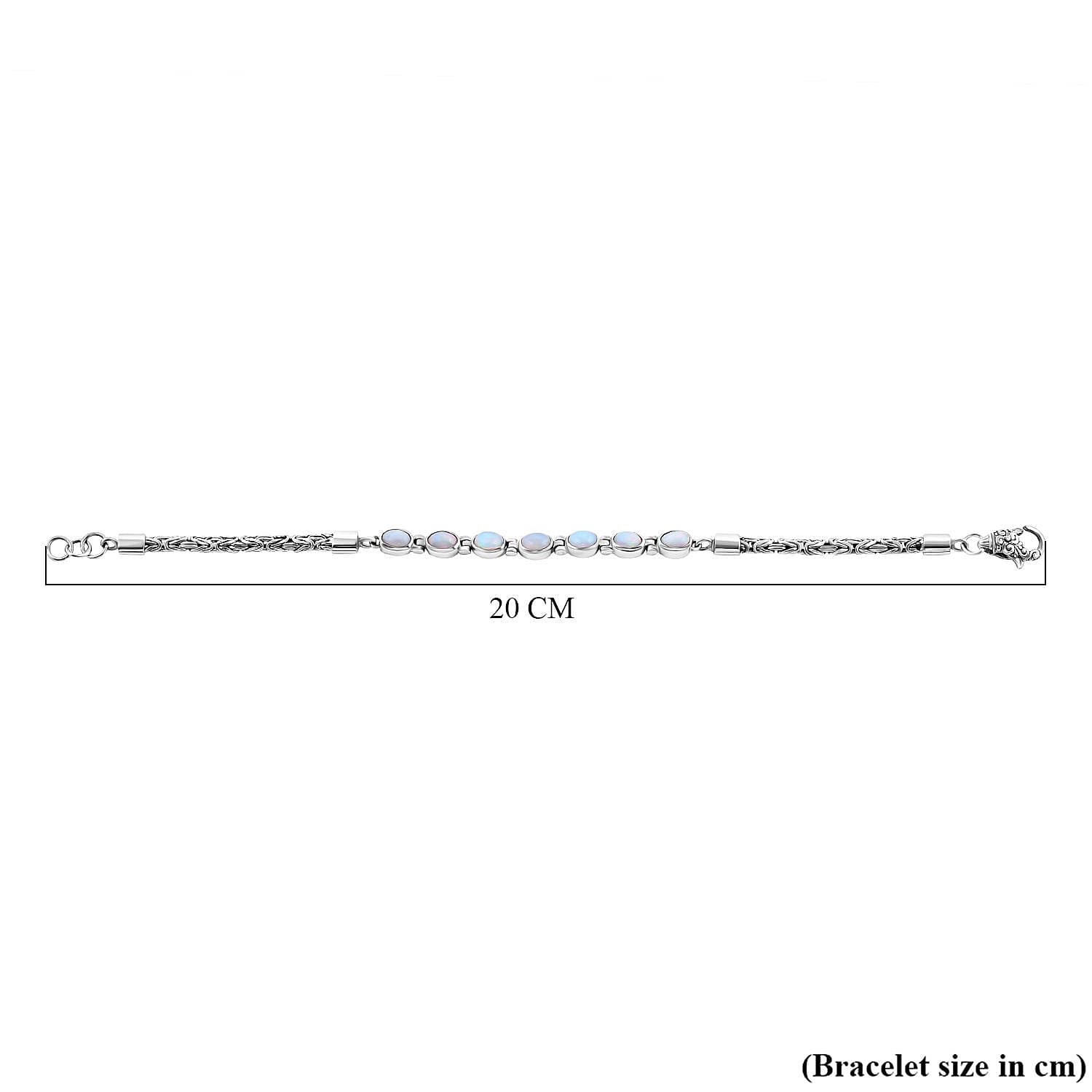 Royal Bali Collection Mega Closeout - Ethiopian Opal Borobudur Bracelet (Size 7.5) with Lobster Clasp in Sterling Silver 2.40 Ct, Silver Wt. 10.50 Gms.