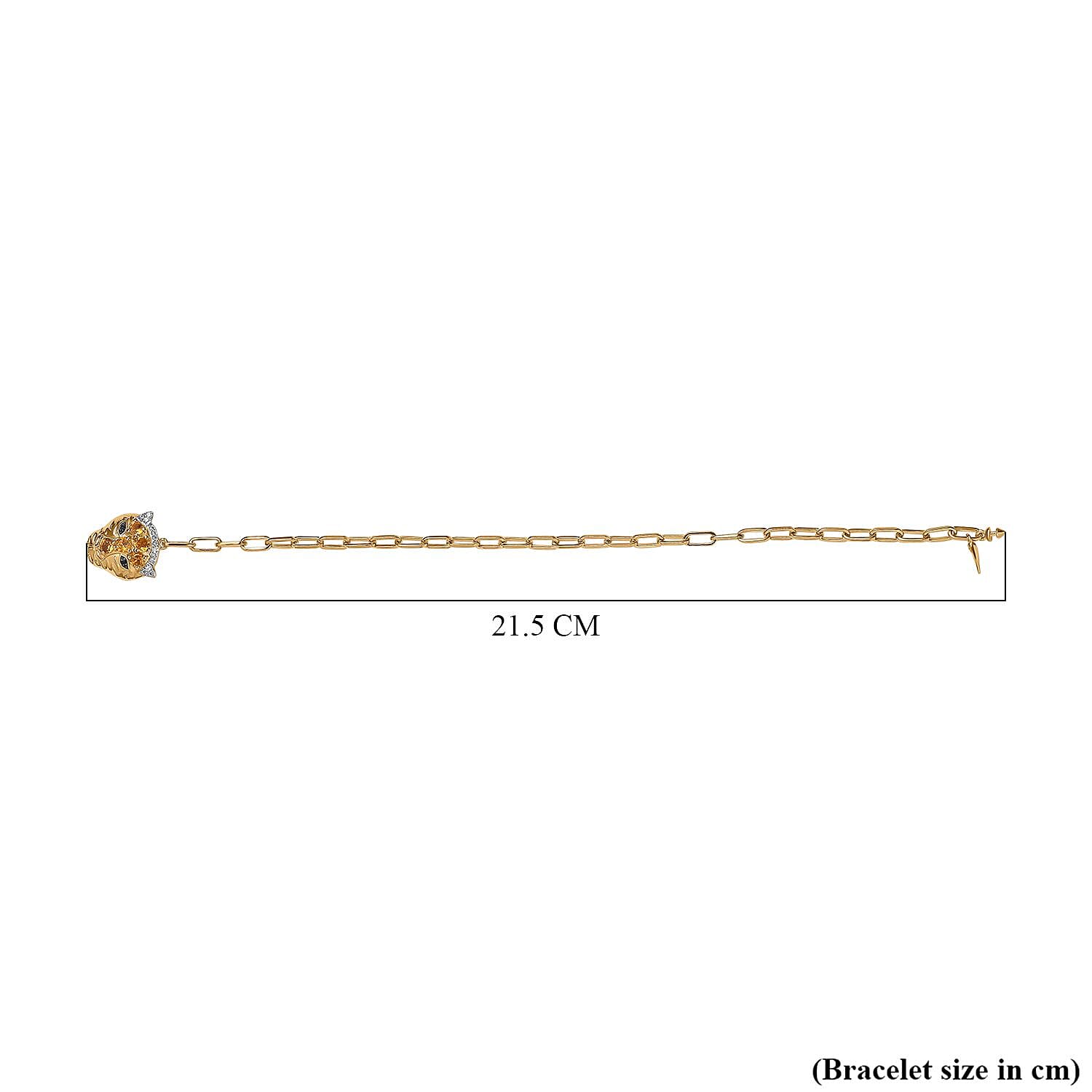 GP Italian Garden Collection - Citrine & Multi Gemstone Paperclip Openable Lock Mechanism Bracelet (Size - 8) in 18K Gold Vermeil Sterling Silver 1.10 Ct