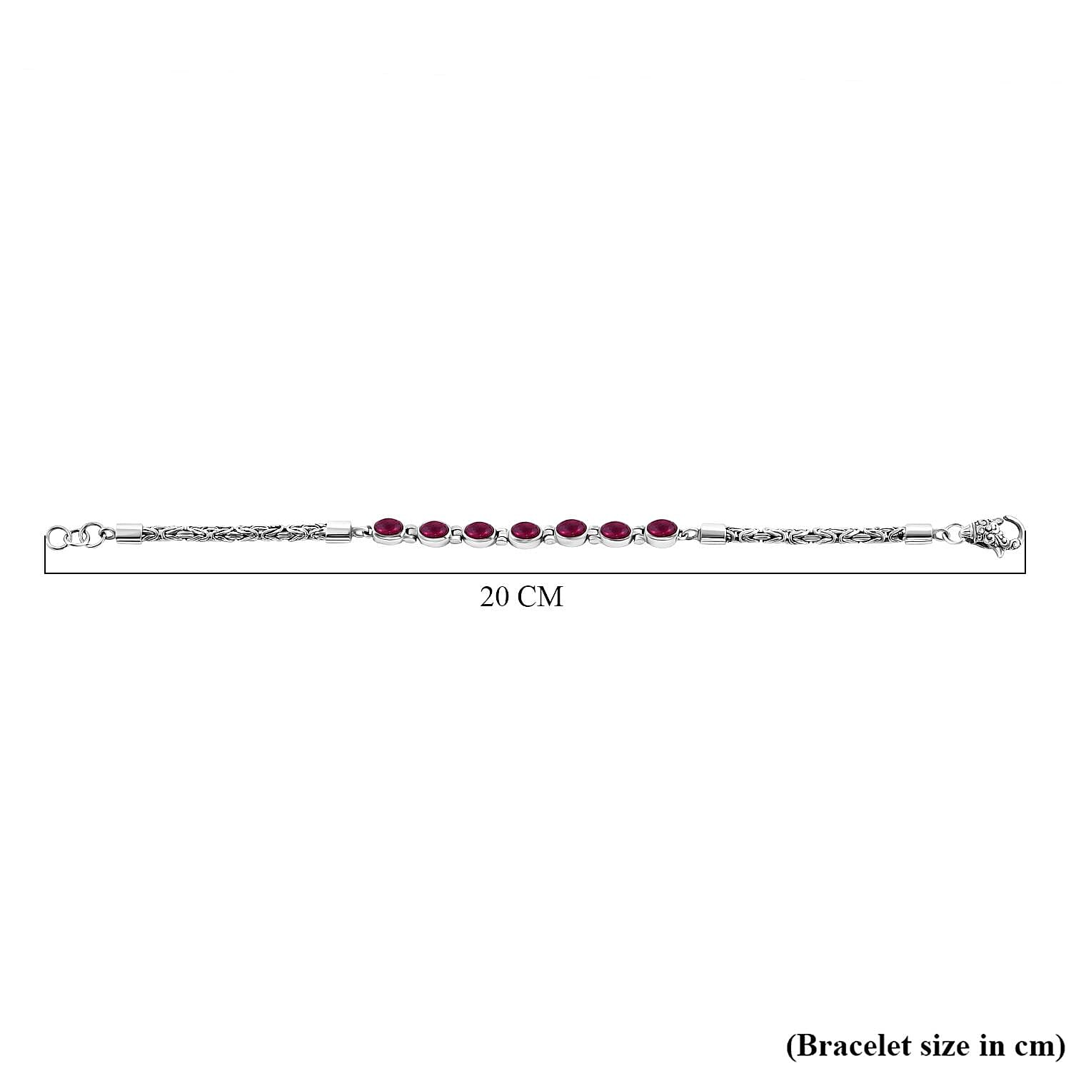 Royal Bali Collection Mega Closeout - Ruby Borobudur Bracelet (Size - 7.5)  Sterling Silver Wt. 11.10