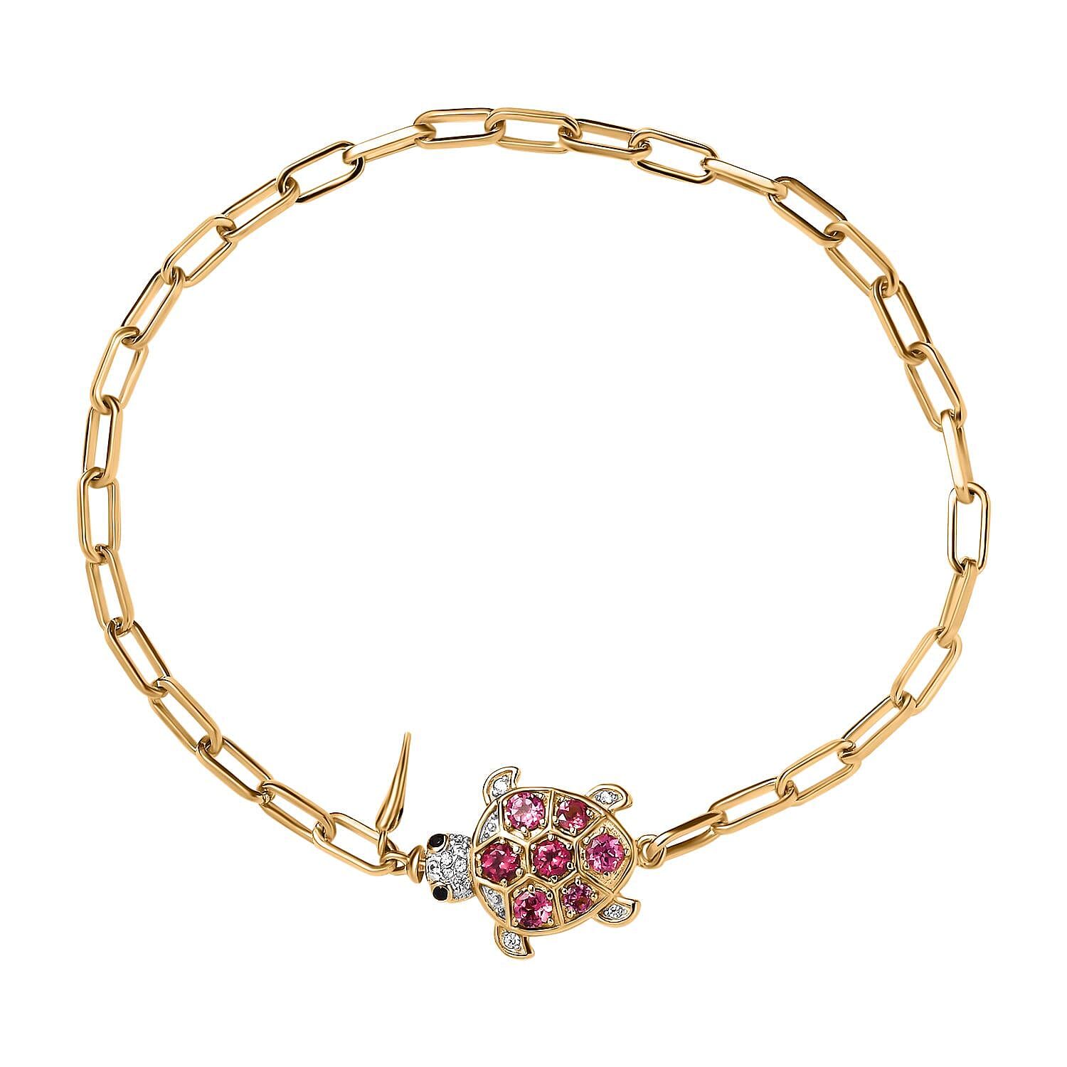 GP Italian Garden Collection - Citrine & Multi Gemstone Paperclip Openable Lock Mechanism Bracelet (Size - 8) in 18K Vermeil YG Plated Sterling Silver 1.10 Ct, Silver Wt. 7.92 Gms