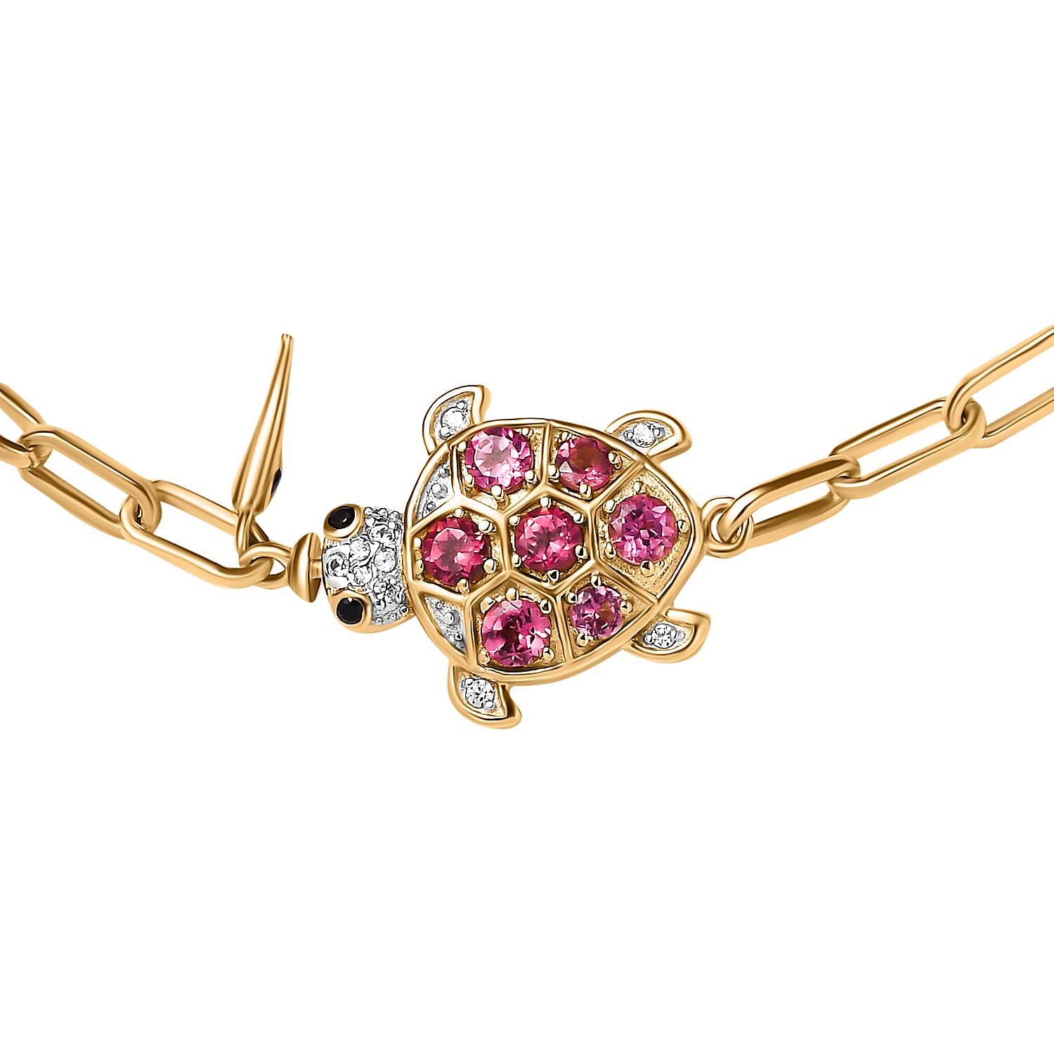 GP Italian Garden Collection - Citrine & Multi Gemstone Paperclip Openable Lock Mechanism Bracelet (Size - 8) in 18K Vermeil YG Plated Sterling Silver 1.10 Ct, Silver Wt. 7.92 Gms