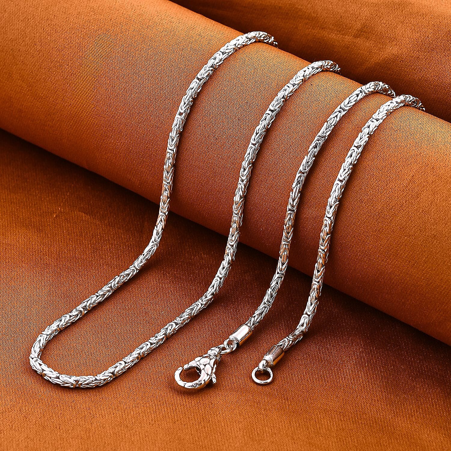 Royal Bali Collection - Platinum Overlay Sterling Silver Borobudur Necklace (Size - 20),  Silver Wt. 22.1 Gms