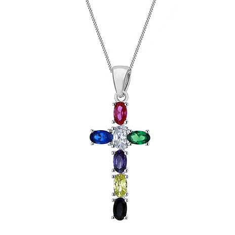 Multi Color Cubic Zirconia  Pendant  Sterling Silver 0.70 ct  0.700  Ct.