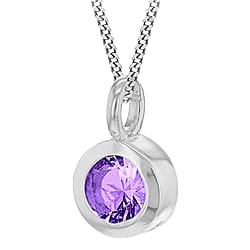 February Birthstone Sterling Silver Solitaire Pendant in Cubic Zirconia