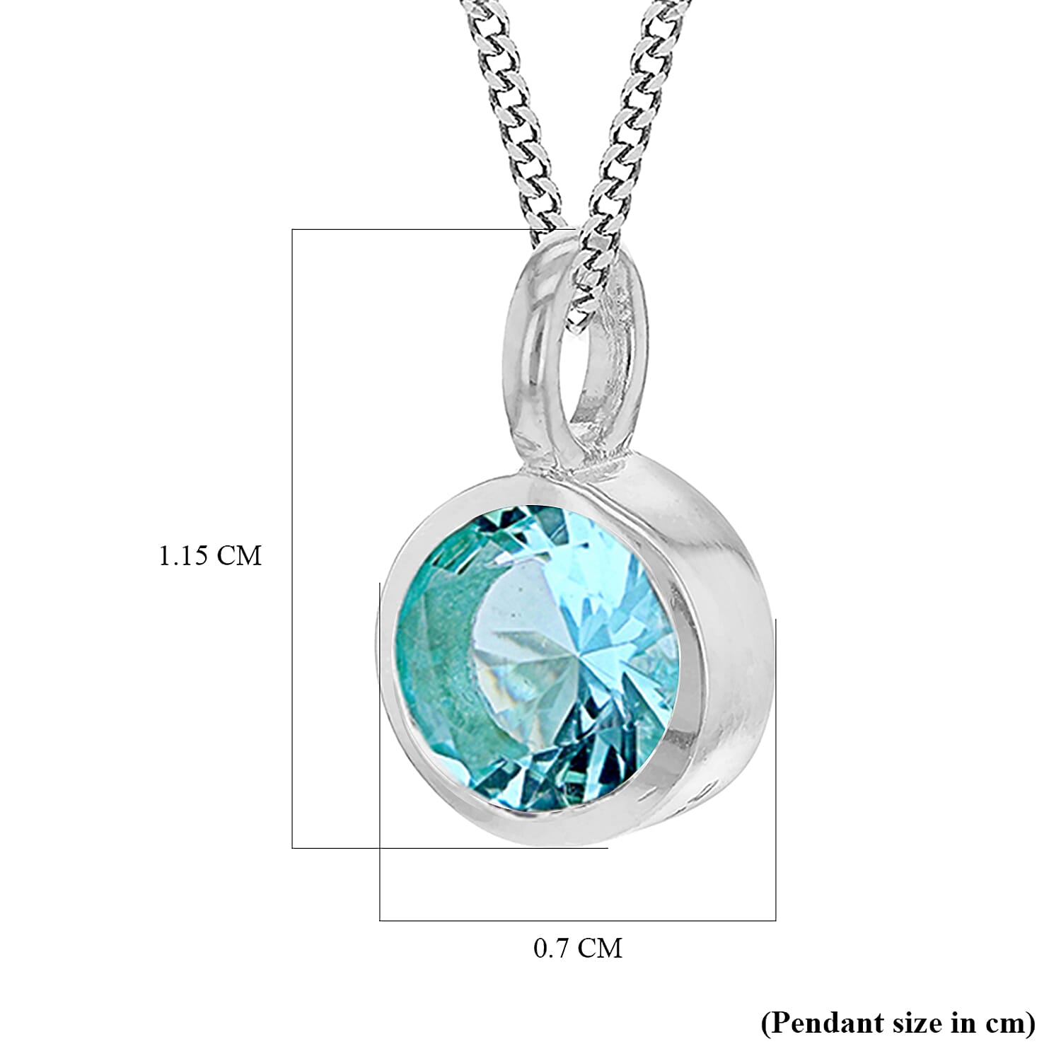 Cubic Zirconia Solitaire Mar Birthstone Pendant in Sterling Silver