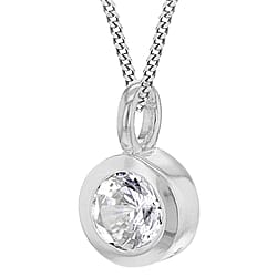 February Birthstone Sterling Silver Solitaire Pendant in Cubic Zirconia
