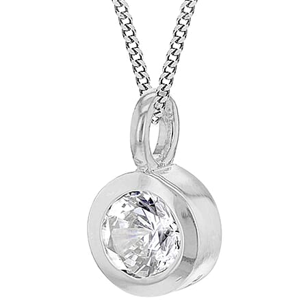 April Birthstone Sterling Silver Solitaire Pendant in Cubic Zirconia