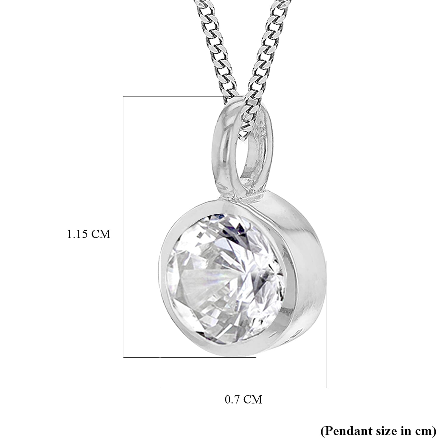 Cubic Zirconia Solitaire Aprill Birthstone Pendant in Sterling Silver