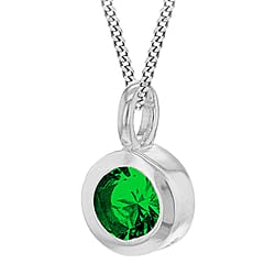 February Birthstone Sterling Silver Solitaire Pendant in Cubic Zirconia