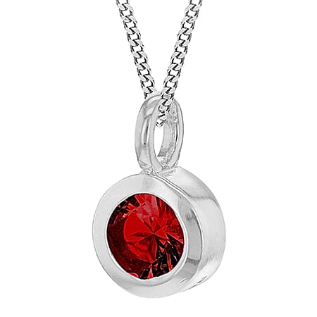 July Birthstone Sterling Silver Solitaire Pendant in Cubic Zirconia