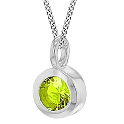 October Birthstone Sterling Silver Solitaire Pendant in Cubic Zirconia