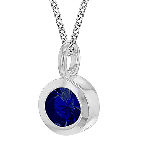 September Birthstone Sterling Silver Solitaire Pendant in Cubic Zirconia