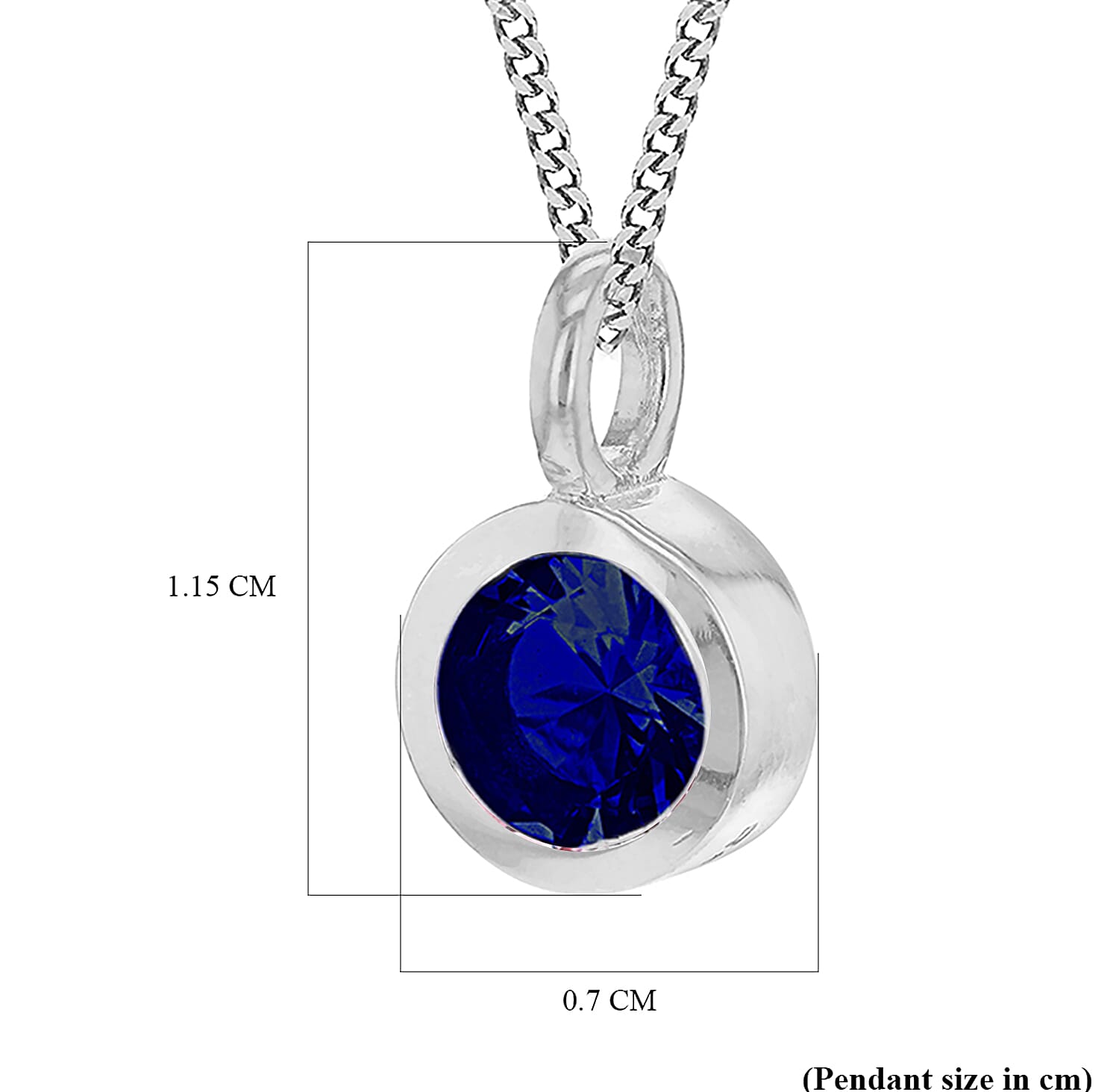 Blue Cubic Zirconia Solitaire Sep Birthstone Pendant in Sterling Silver