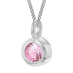 October Birthstone Sterling Silver Solitaire Pendant in Cubic Zirconia