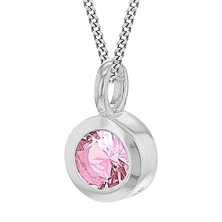 October Birthstone Sterling Silver Solitaire Pendant in Cubic Zirconia