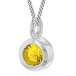 October Birthstone Sterling Silver Solitaire Pendant in Cubic Zirconia