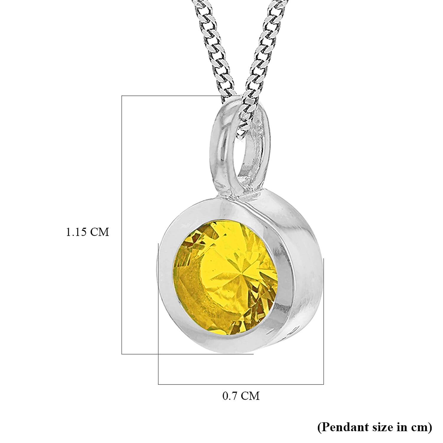 Yellow Cubic Zirconia Solitaire Birthstone Pendant in Sterling Silver