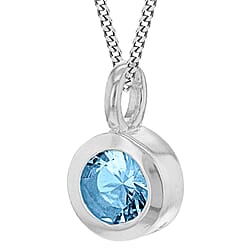 October Birthstone Sterling Silver Solitaire Pendant in Cubic Zirconia