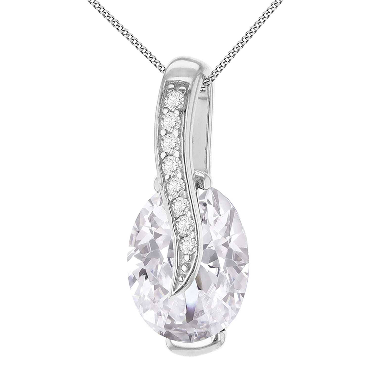 White Cubic Zirconia  Pendant  Sterling Silver 3.04 pc  3.040  Ct.