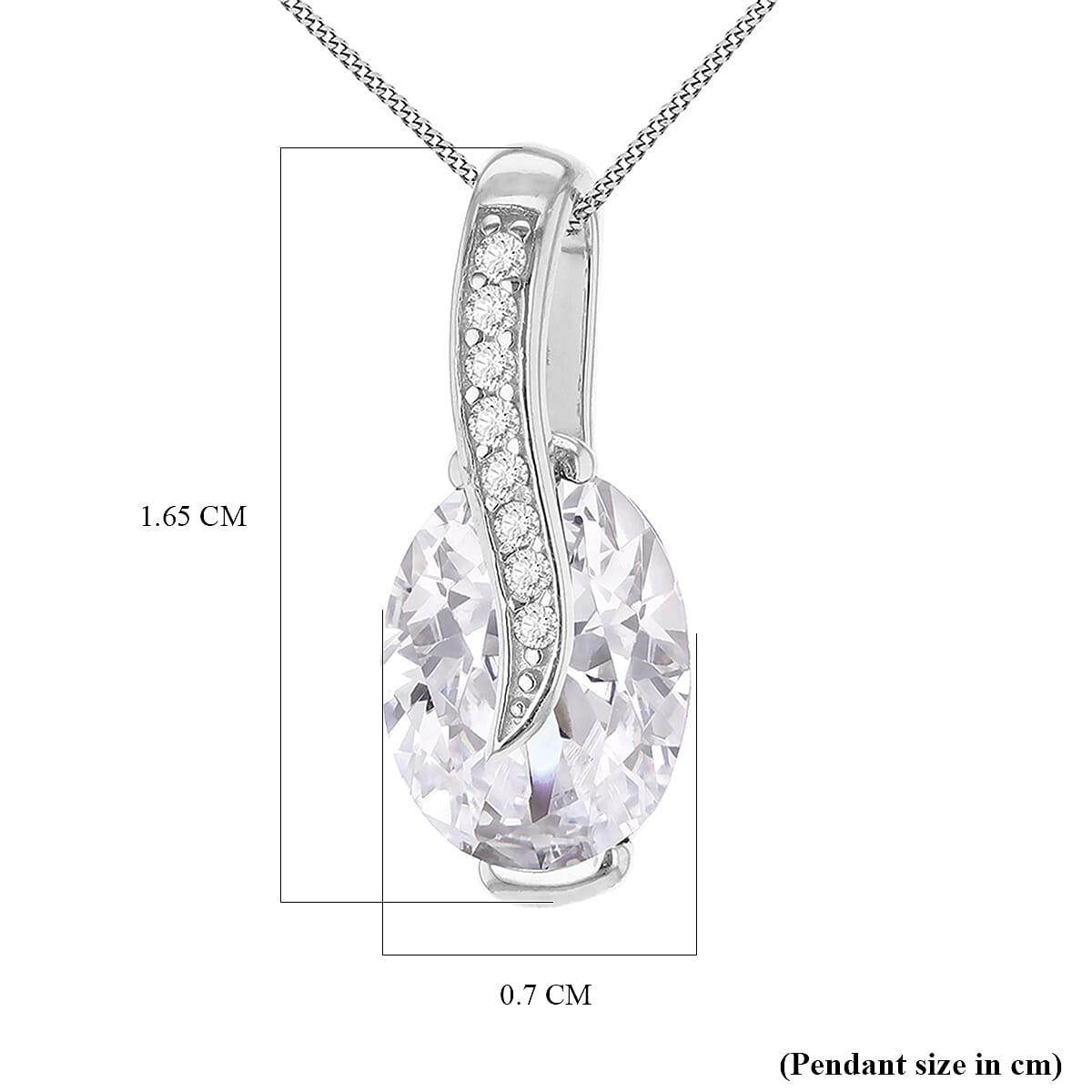White Cubic Zirconia  Pendant  Sterling Silver 3.04 pc  3.040  Ct.