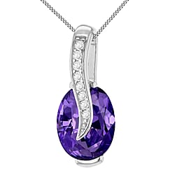 Crossover Pendant in Sterling Silver Purple Cubic Zirconia