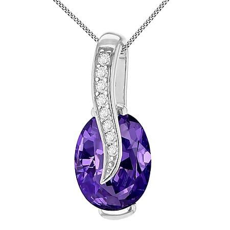Crossover Pendant in Sterling Silver Purple Cubic Zirconia