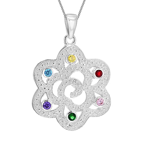 Sterling Silver Swirl Pendant in Cubic Zirconia