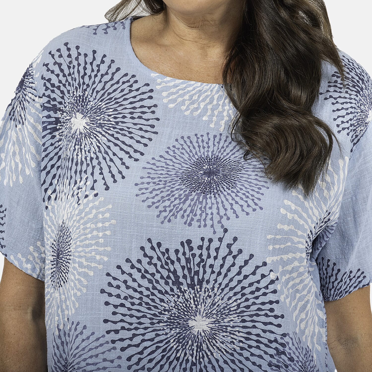 Sugar Crisp Star Burst Print Top (One Size) - Blue