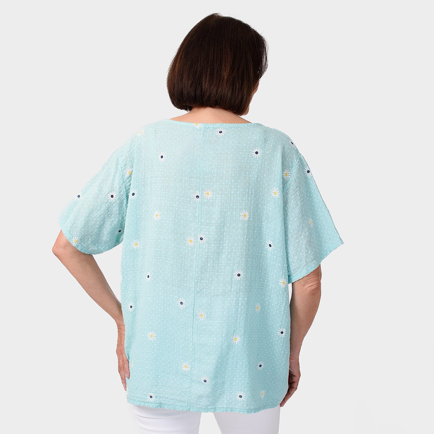 Sugar Crisp Daisey Print Top (One Size) - Turquoise