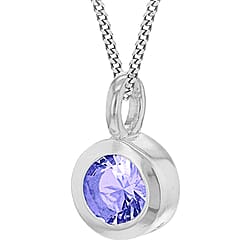October Birthstone Sterling Silver Solitaire Pendant in Cubic Zirconia