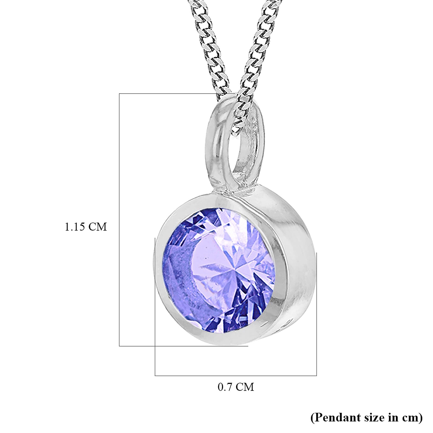Lilac Cubic Zirconia Solitaire June Birthstone Pendant in Sterling Silver