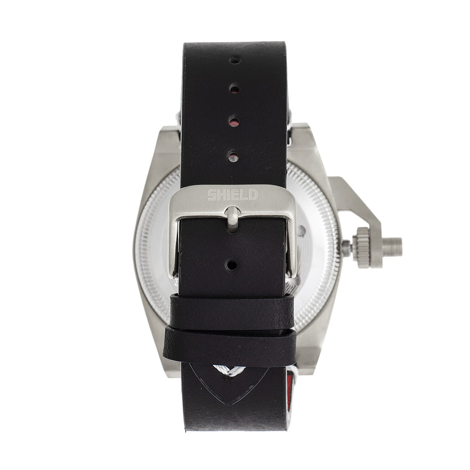 SHIELD Pascal Quartz Movt. Black Dial 20 ATM WR Mens Watch with Black Genuine Leather Strap