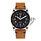 SHIELD Pascal Quartz Movt. Black Dial 20 ATM WR Mens Watch with Light Brown Genuine Leather Strap