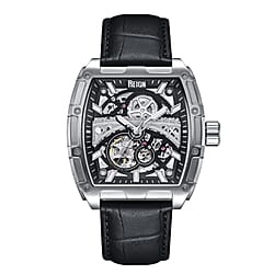 Reign Olympia Automatic Semi-Skeleton Watch in Genuine Leather Strap