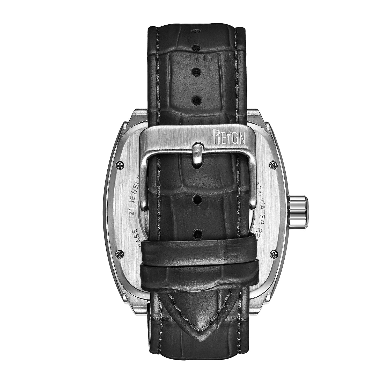 REIGN OLYMPIA Automatic Movt. 10 ATM Water Resistant Watch with Black Genuine Leather Strap