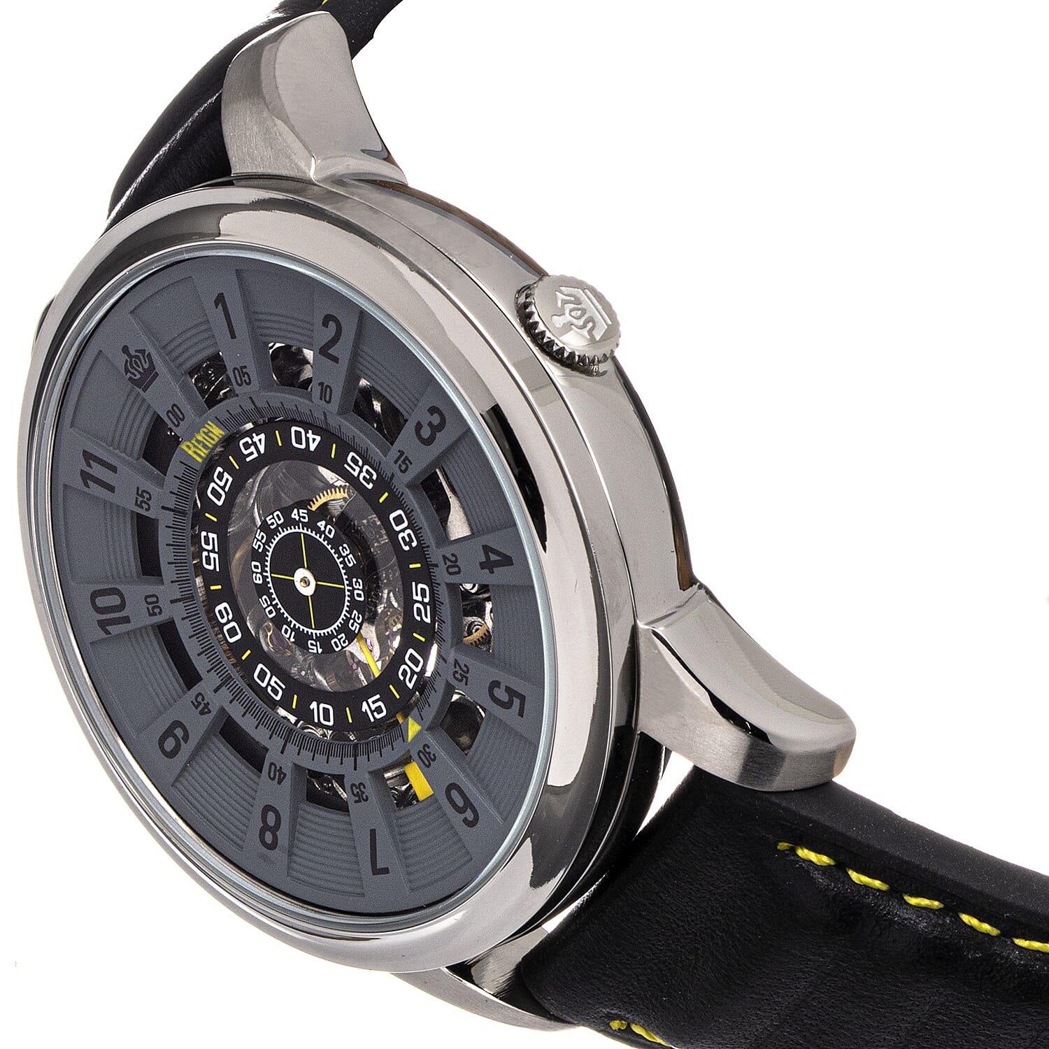 Reign Monterey Skeletonized Leather-Band Watch