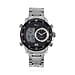 GENOA TIME V2 Japan Movement Multifucntional LED & Black Literal Dial 3 ATM WR Watch with Stainless Steel Buckle in Dual Tone