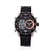 GENOA TIME V2 Japan Movement Multifucntional LED & Black Literal Dial 3 ATM WR Watch with Stainless Steel Buckle in Dual Tone