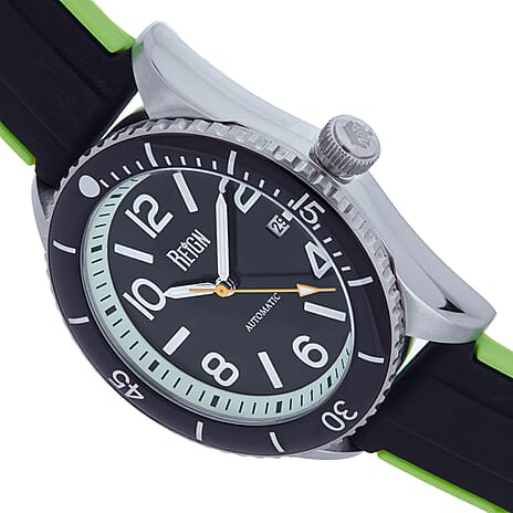 Reign Gage Automatic Analog Dial 10 ATM WR Watch with Rubber Strap - Black