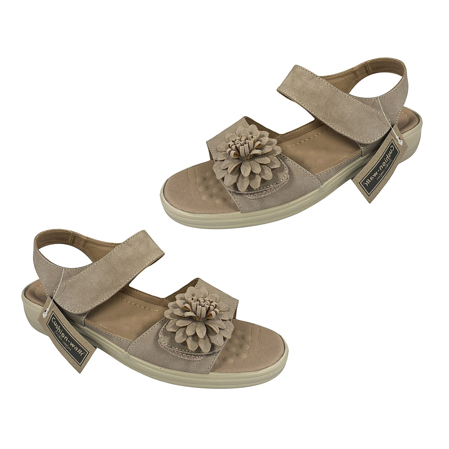 Brand New Launch - Cushion Walk One Touch Bar Yasmin Ladies Sandal (Size 3) - Beige