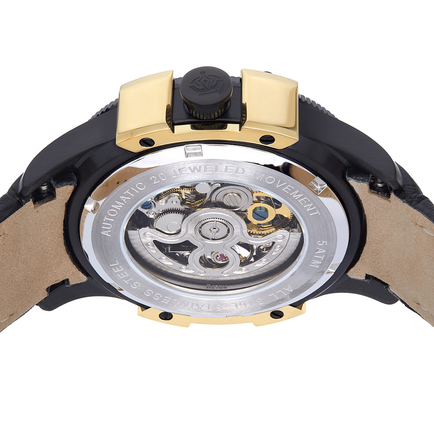 REIGN SOLSTIC Automatic Movt. 20 ATM WR Watch with Black Genuine Leather Strap