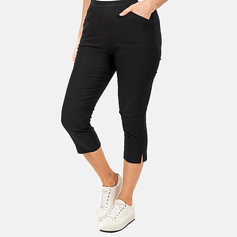 EMELIA Crop Bengaline Trousers (Size L) - Black