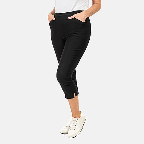 EMELIA Crop Bengaline Trousers (Size L) - Black