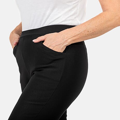EMELIA Crop Bengaline Trousers (Size L) - Black