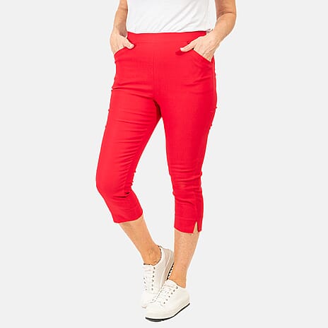 EMELIA Crop Bengaline Trousers (Size L) - Red