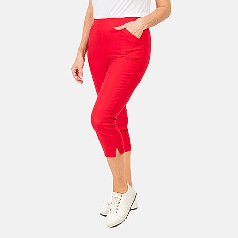 EMELIA Crop Bengaline Trousers (Size L) - Red