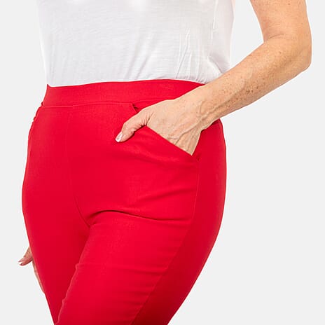 EMELIA Crop Bengaline Trousers (Size L) - Red